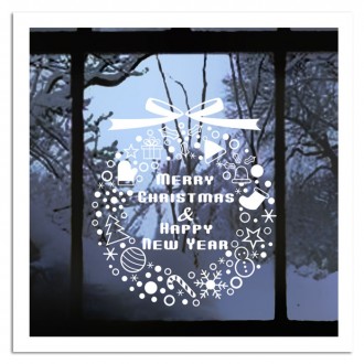 Merry Christmas and Happy New Year Wall or Window Sticker